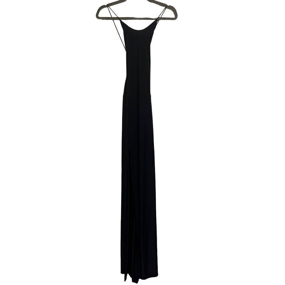 Love x Design Navy Blue Open Back Maxi Dress With Side Slit Size Small